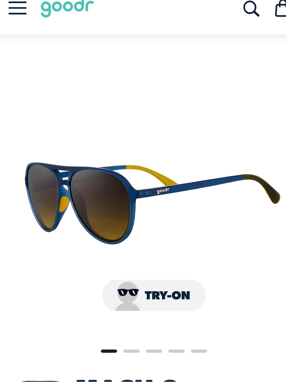 goodr Aviator Sunglasses in Navy with Yellow Accents